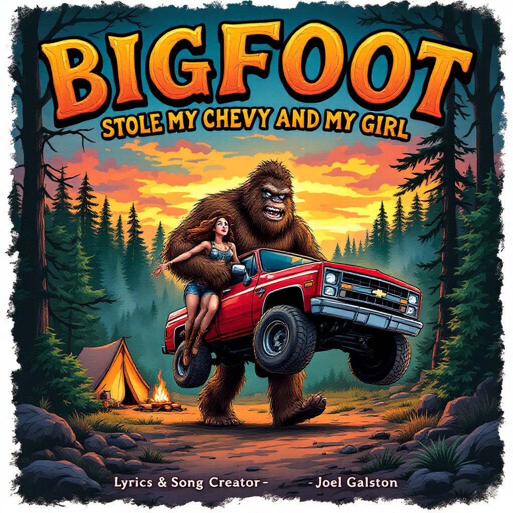 "Big Foot Stole My Chevy and My Girl" © — cover art by J. Michaels